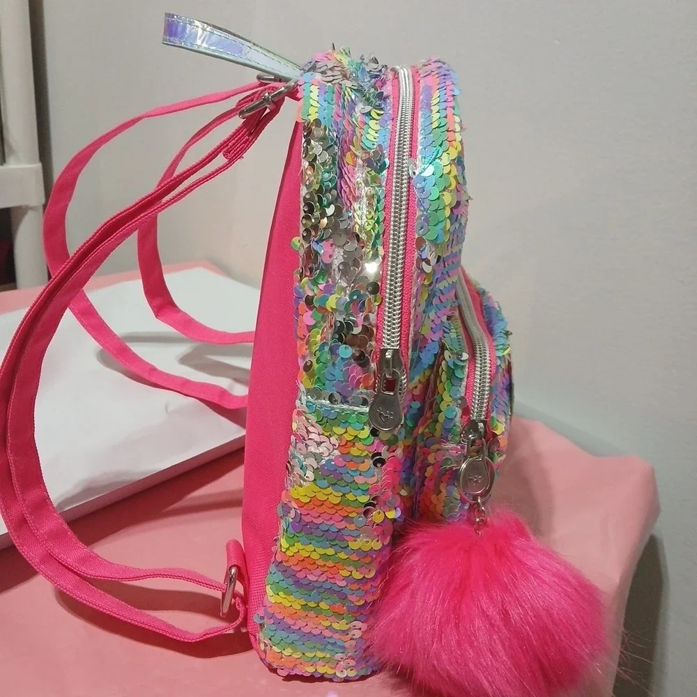 Justice Letter C Backpack Mermaid‎ Flip  Sequins Bright Pink Tagged 04/19